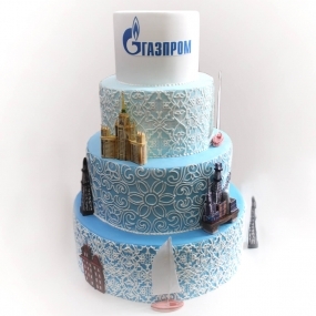 Многоярусный кружевной торт Газпром
