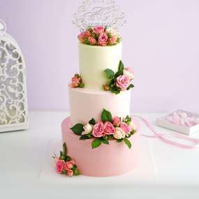 Торт "Свадебный с цветами"