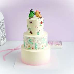 Торт "Свадебный с птичками"