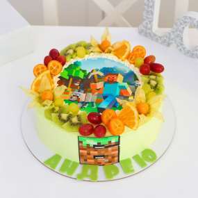 Торт "Майнкрафт с фруктами" 1,5 кг