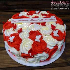 Торт "Красно-белые розы"