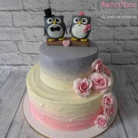 Торт "Свадебные совы"