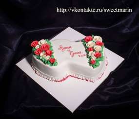 Торт "Два сердца и розы"
