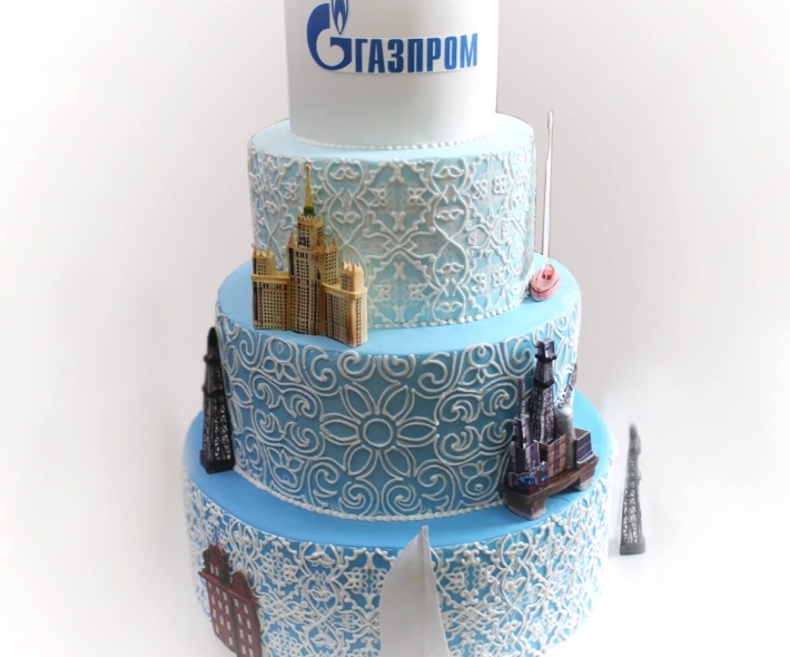 Многоярусный кружевной торт Газпром
