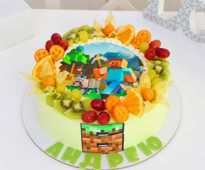 Торт "Майнкрафт с фруктами" 1,5 кг