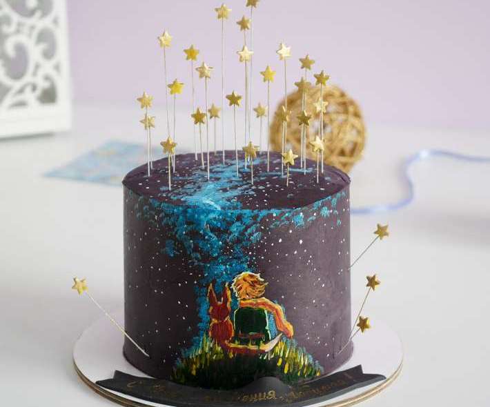 Торт "Маленький принц и звезды"