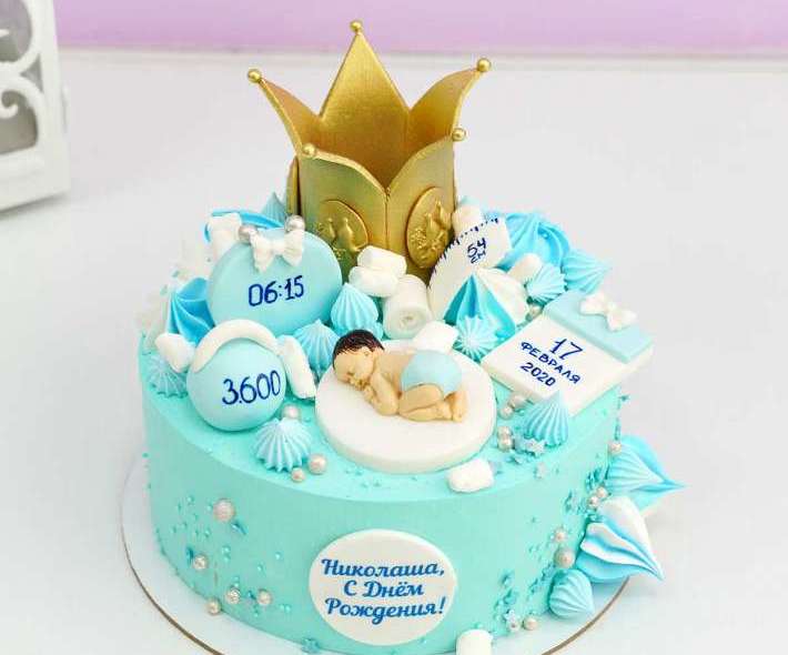 Голубой торт для малыша 