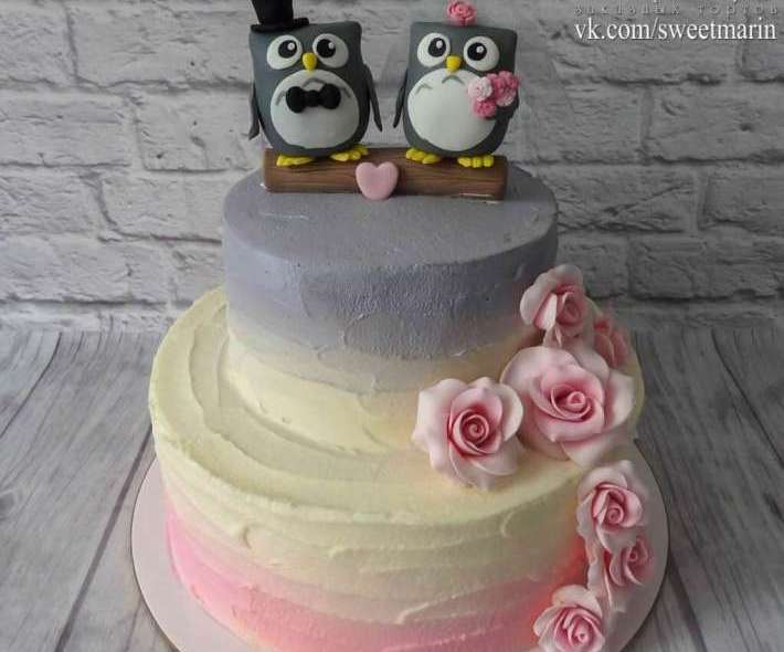 Торт "Свадебные совы"