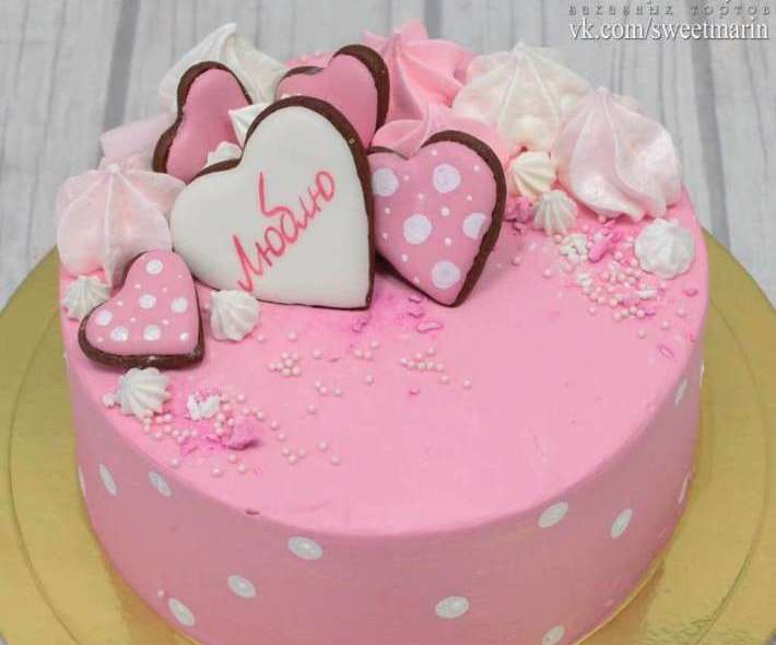 Акция! Торт "Розовый с сердечками" 1 кг