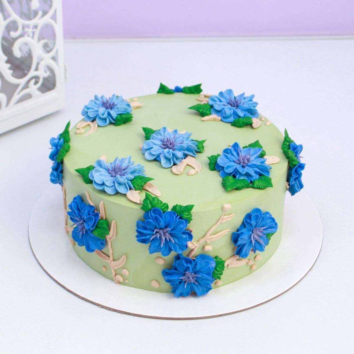 Торт "Голубые цветы"