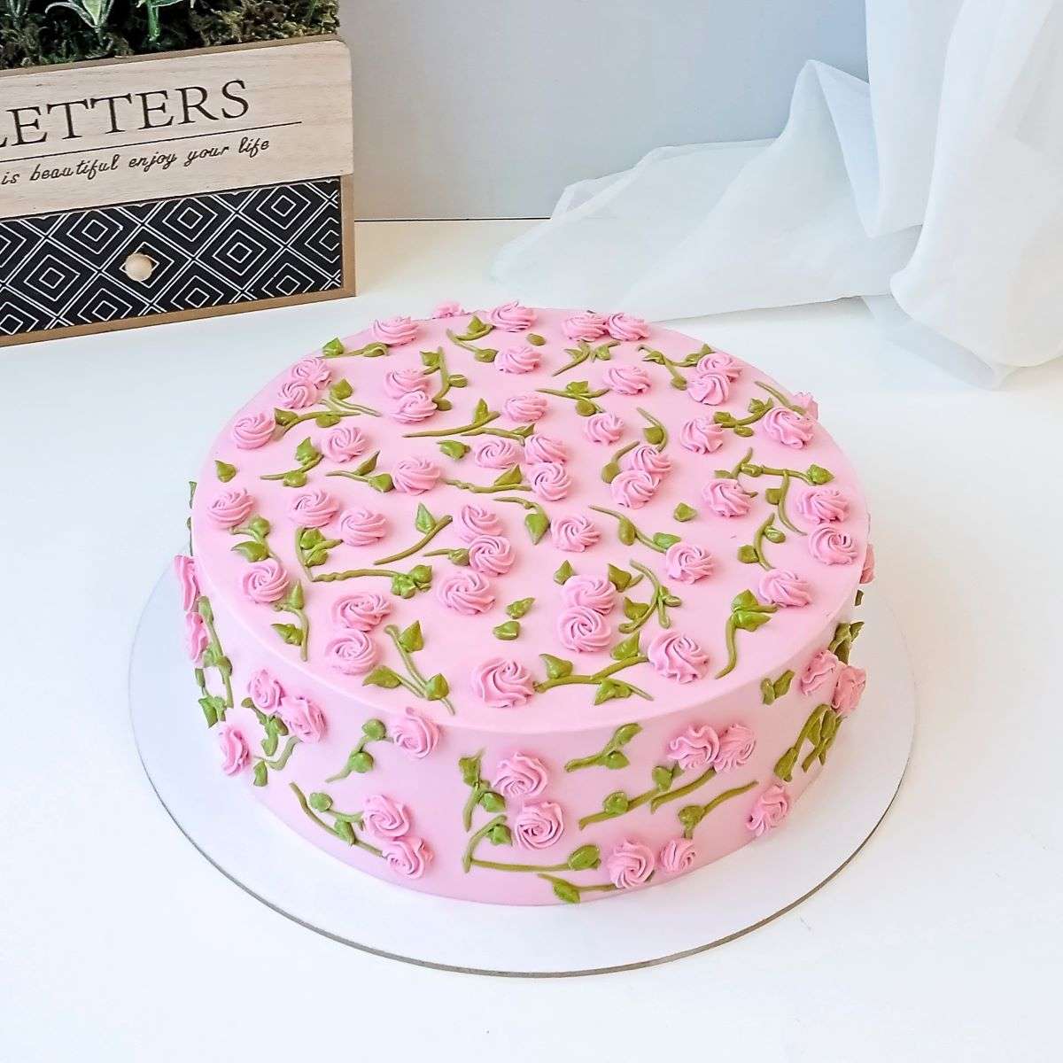 Торт "Розовые цветочки"